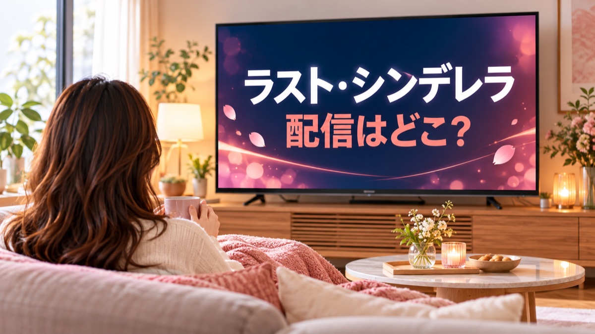 ラスト・シンデレラをテレビで見る女性と配信先を案内するアイキャッチ