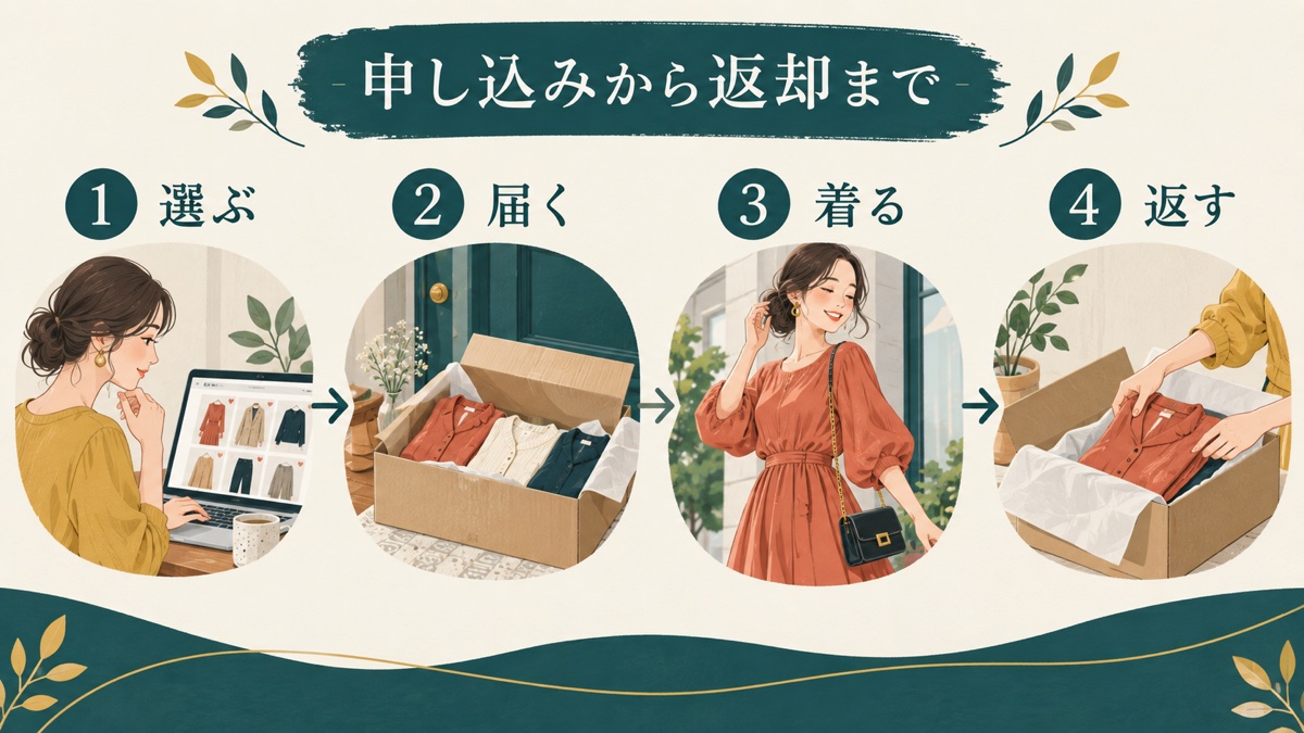 アナザーアドレスで服を選んでから返却するまでの4ステップ図解