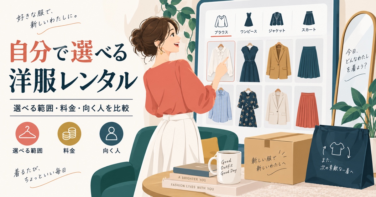 自分で選べる洋服レンタル4社の選べる範囲・料金・向く人を比較