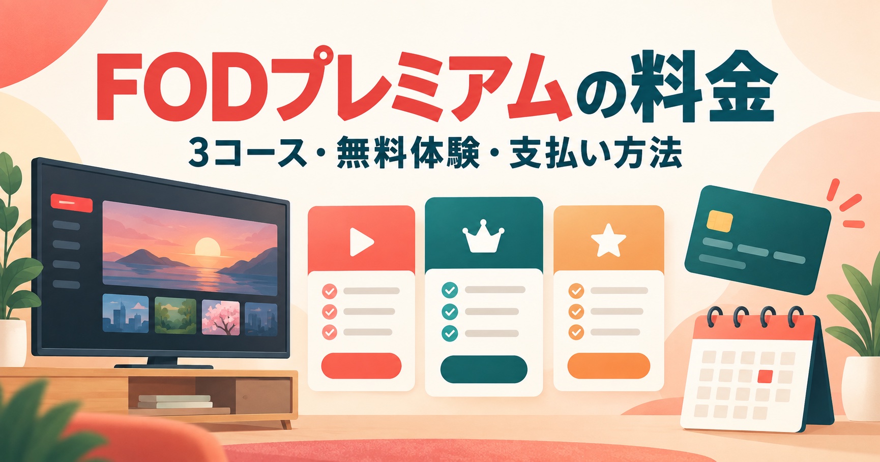 FODプレミアムの月額料金・3コース・無料体験・支払い方法ガイド