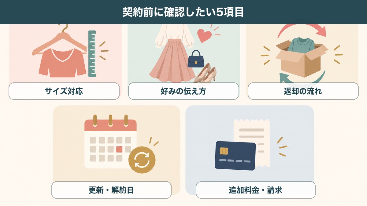 アールカワイイ契約前に確認したいサイズ・好み・返却・更新日・追加料金
