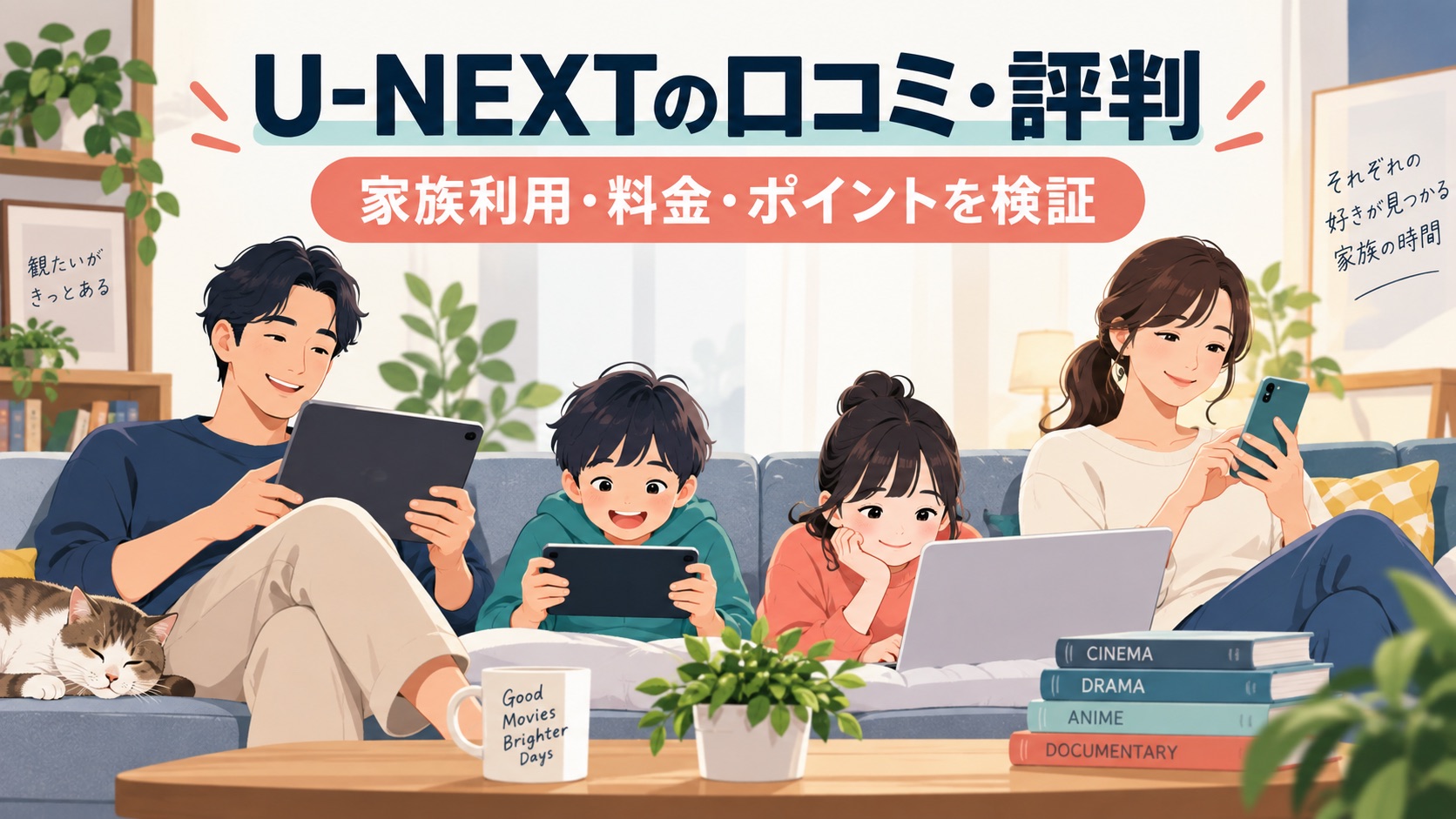 U-NEXTの口コミ・評判と家族利用・料金・ポイントを検証する記事のアイキャッチ
